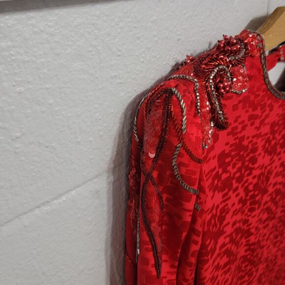 Red Silk Dress - Picture 5 of 10